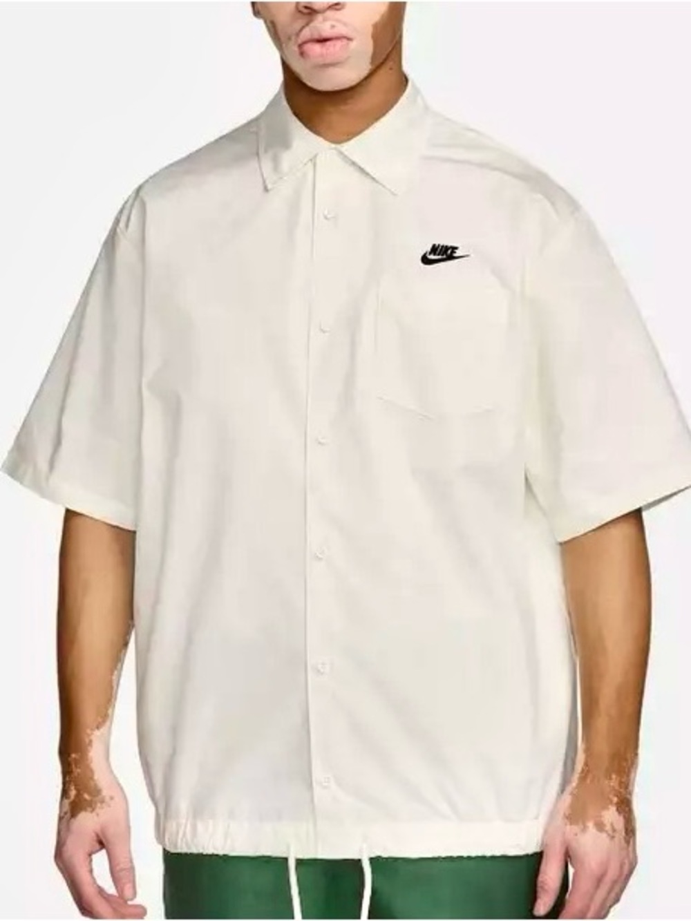 Nike Club Oxford Button up Short Men's Size XXL Sleeve Shirt White (G)
